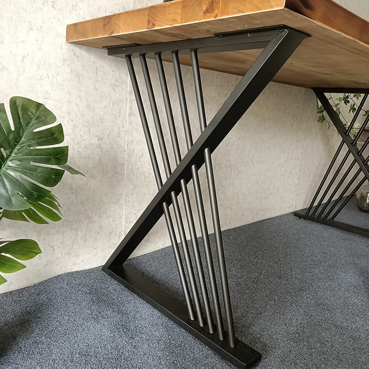 HIRVALL - Modern Heavy Duty Tall Black Metal Iron Desk Legs Riser,Bench Furniture Legs for Coffee Table Dining Legs - Set of 2. (2006-Z)-picture-12