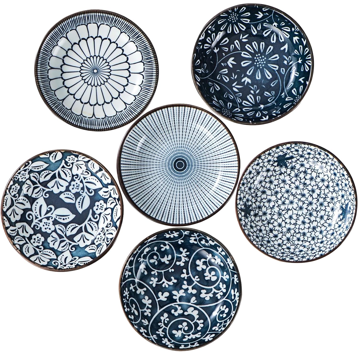 GXIQYL 6 PCS Sauce Bowls, Ceramic Dipping Bowl, Small Bowls Set Soy Sauce Dish Tiny Dip Bowls Side Dish