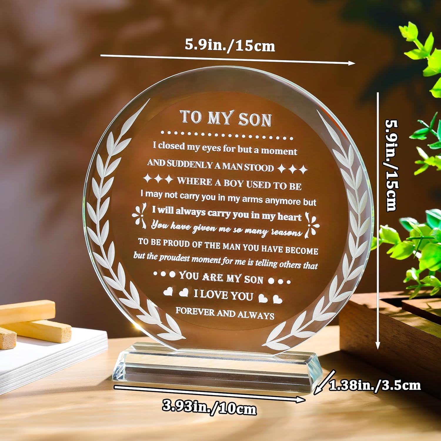 Arikyrist Meaningful Son Gifts from Mom Dad Inspirational Graduation Birthday Gifts for Adult Son Crystal Keepsake To My Sons Present on Christmas Valentines Fathers Day