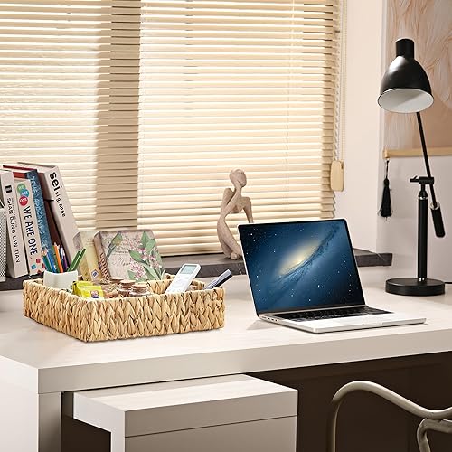 Miniatura 8 de Vagusicc Cesta de almacenamiento dividida de mimbre, cestas de mimbre de jacinto de agua tejidas a mano, cesta para organización de cajones, cestas