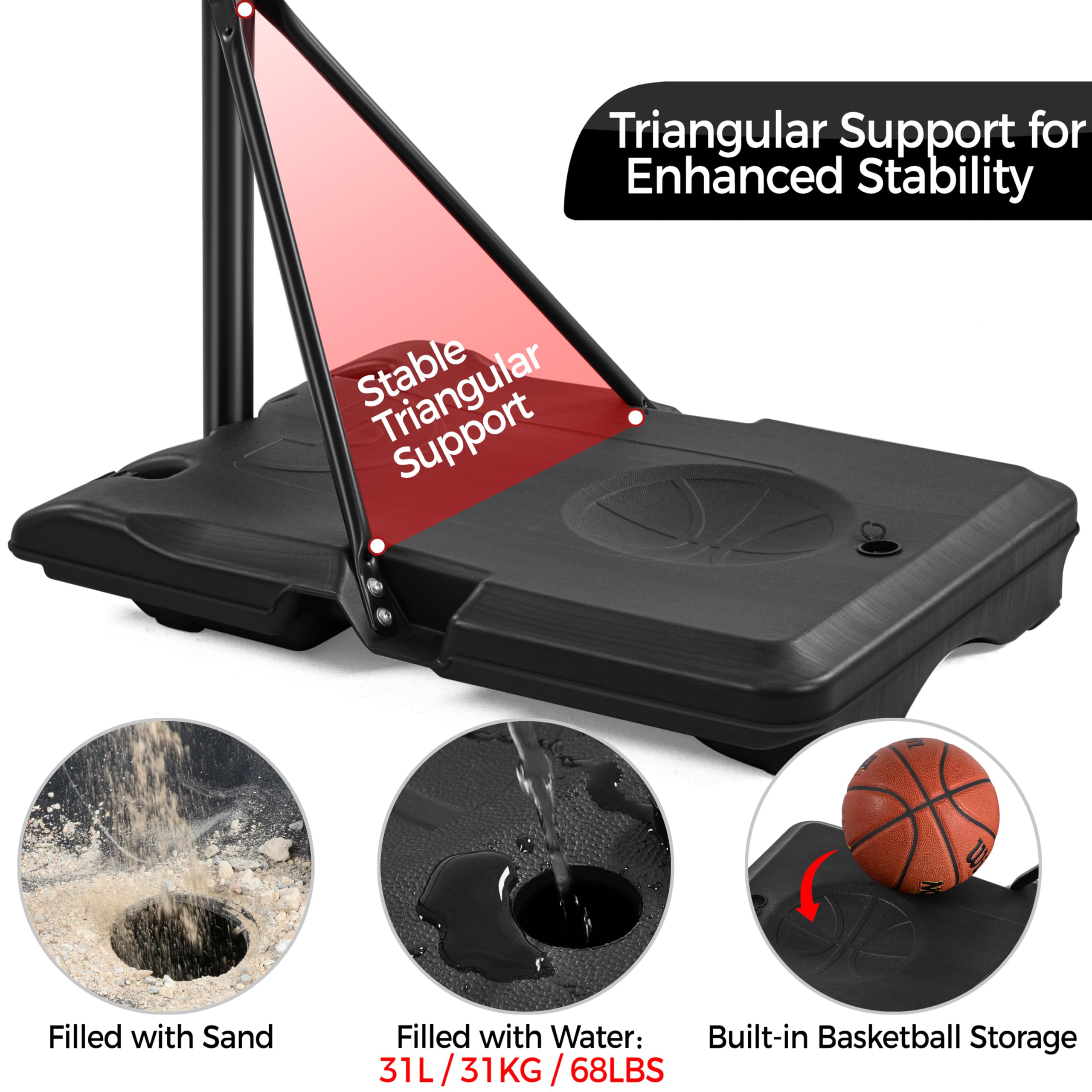 Yaheetech Mobiler Basketballständer Höhenverstellbarer Basketballkorb Korbanlage mit Rollen Basketballanlage für Indoor/Outdoor Verstellbare Korbhöhe