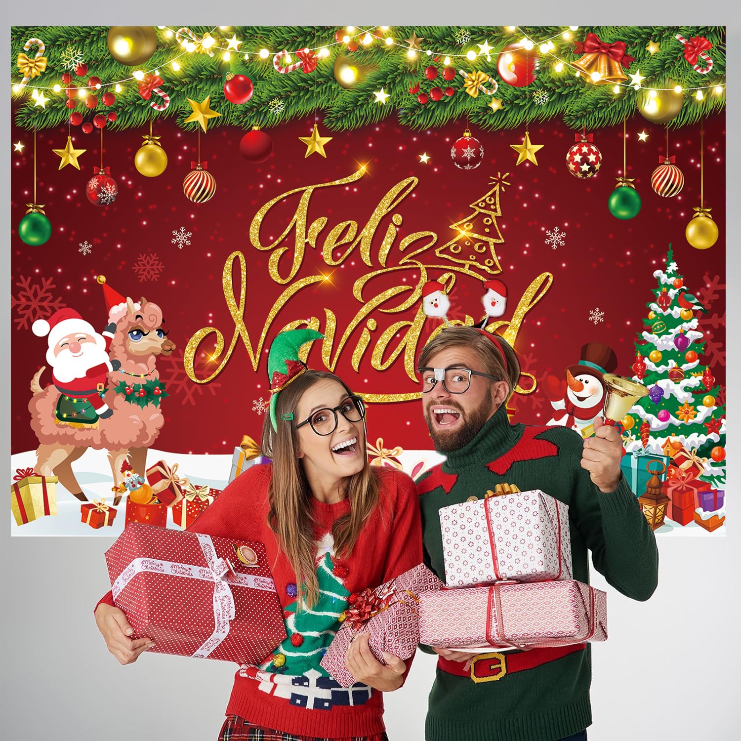 Cartel de Feliz Navidad, telón de fondo de Feliz Navidad, decoraciones de Navidad de 10 x 8 pies, letrero de Feliz Navidad para decoración de fiesta de invierno, suministros para fotos