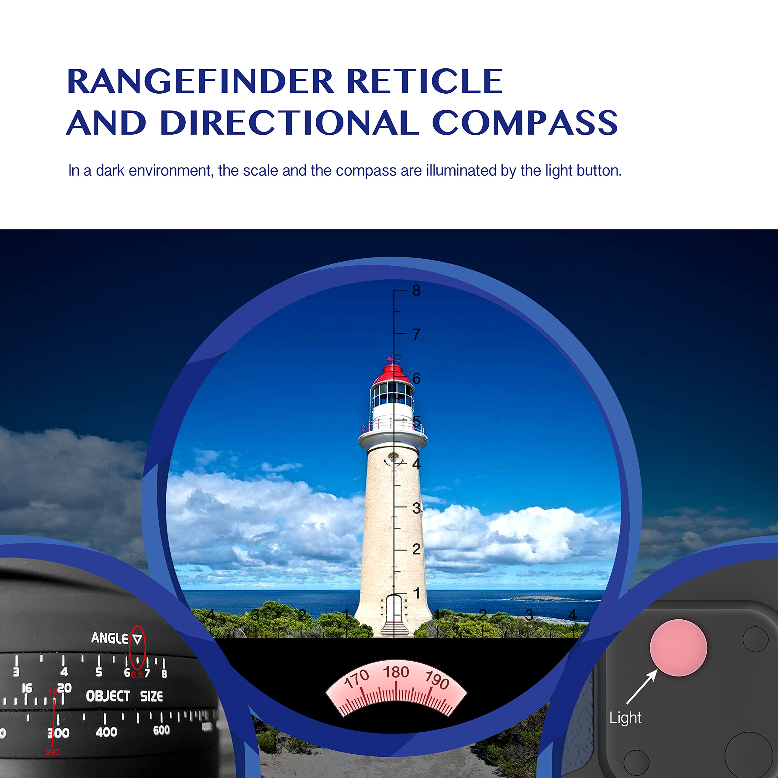 Aomekie Fernglas mit Nachtsicht Entfernungsmesser und Kompass 7X50 Militär Fernglas Marine BAK4 FMC Wasserdicht für Erwachsene mit Tasche und Gurt