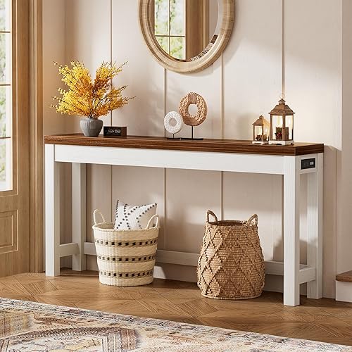 Miniatura 2 de Cyclysio Mesas de consola de 63 pulgadas para entrada, mesas de consola largas para sala de estar, mesa detrás del sofá, mesa de entrada de madera