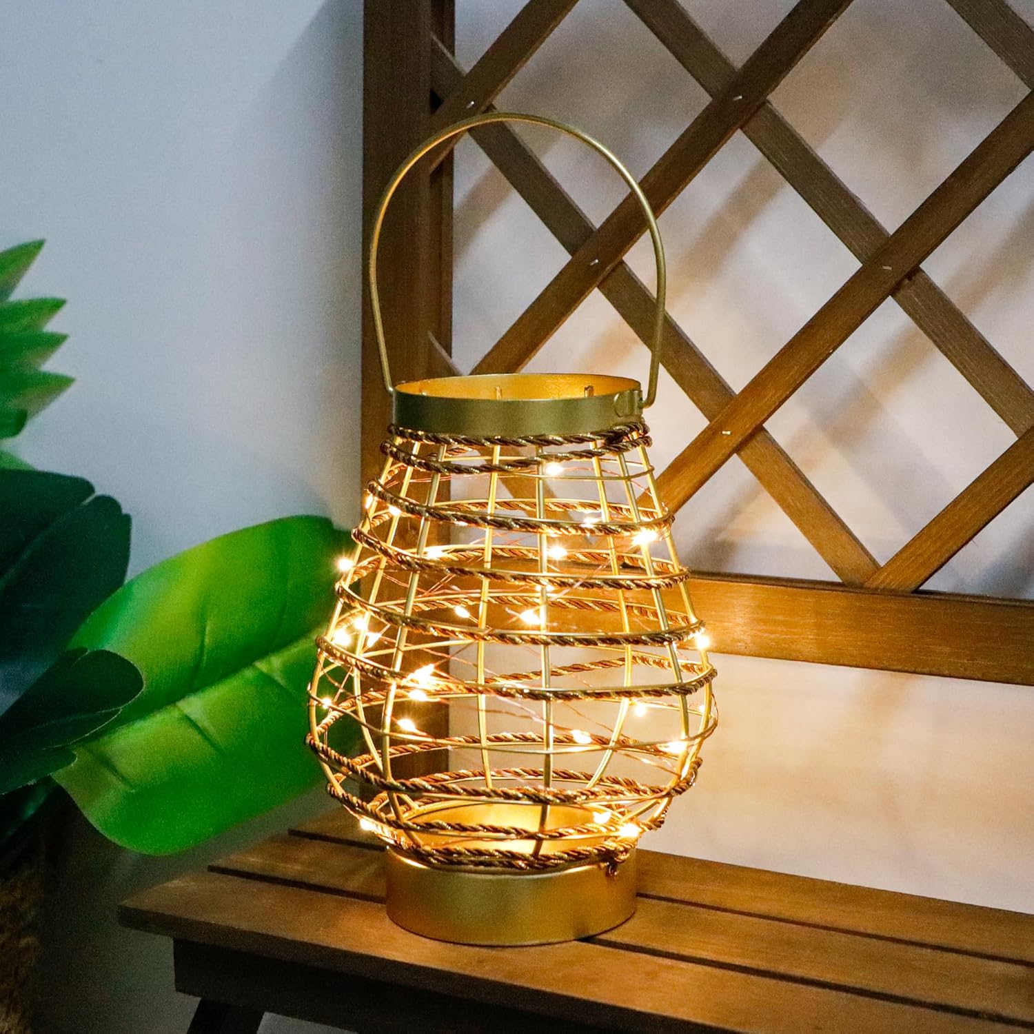 Metal Cordless Table Lamp 8 "H Metal Cage LED Cage Lamp with 6-Hour Timer, Vintage Decorative Fairy Lights Lantern for Indoor/Outdoor Bedrooms Weddings Parties Patio Events