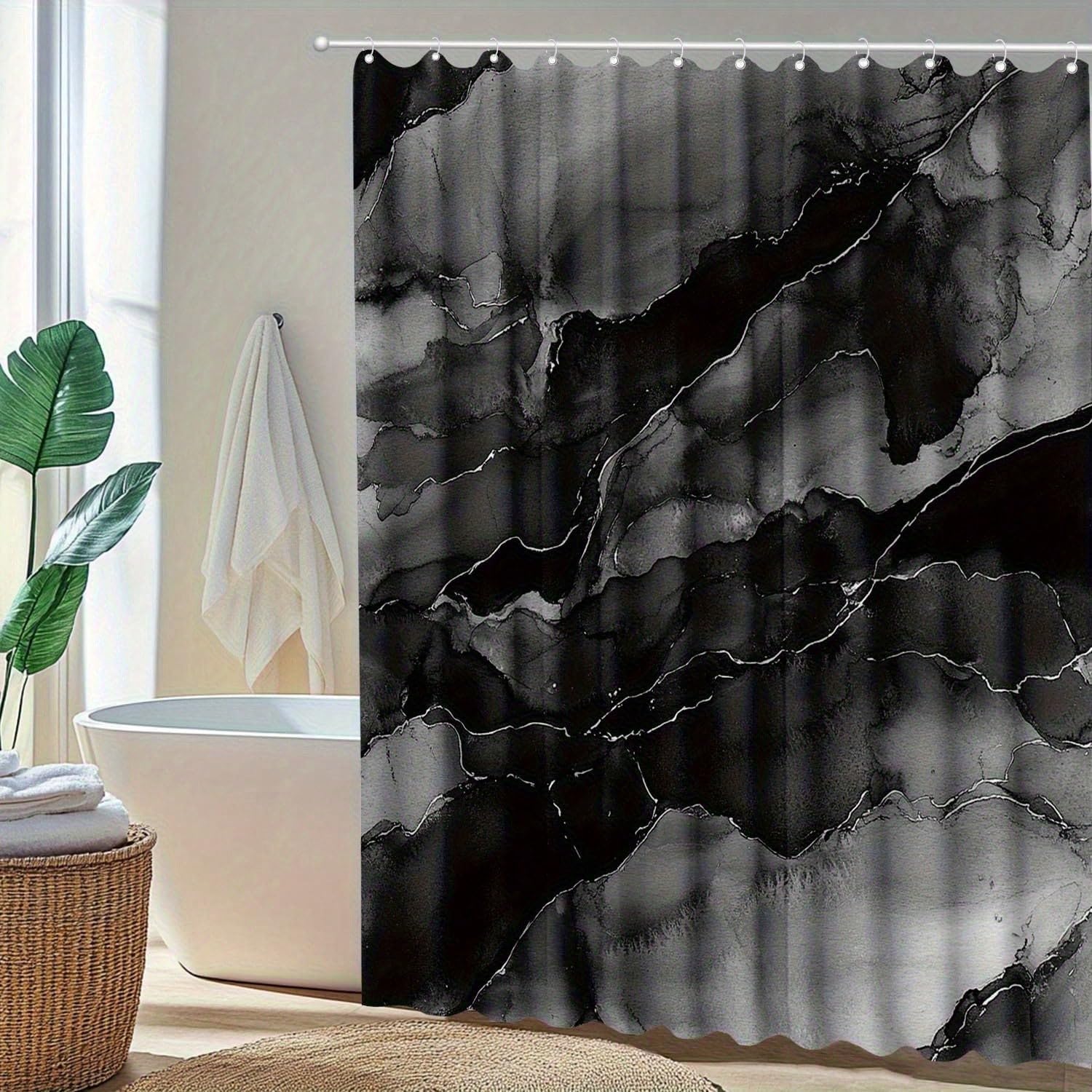 Rideau de Douche à imprimé numérique dégradé Noir et Blanc, Rideau décoratif pour préserver l'intimité des salles de Bain de la Maison et de l'hôtel (300 x 200 cm / 118 x 79 Pouces (L x H))