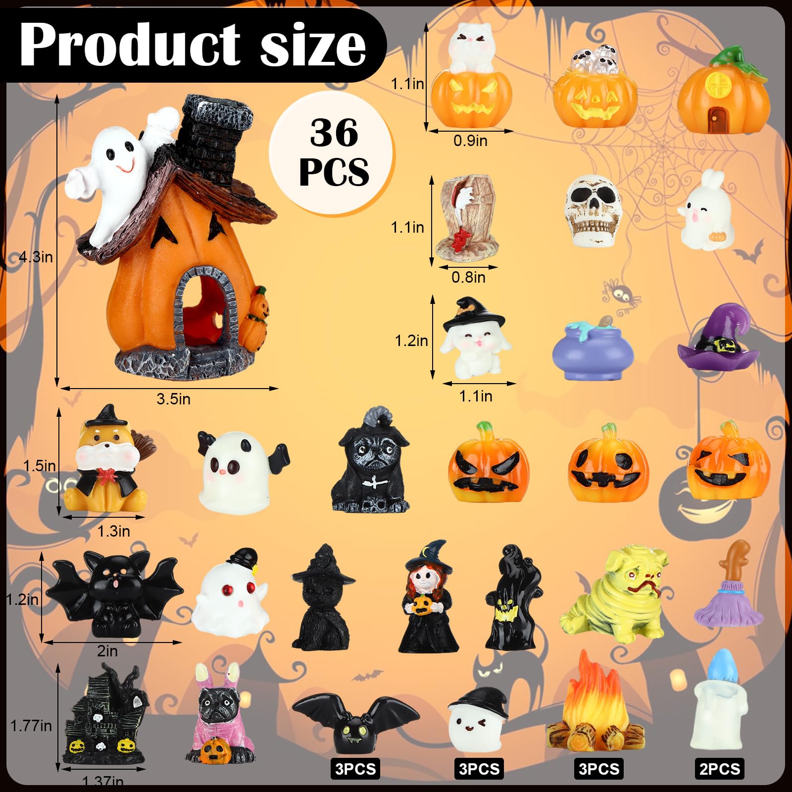 Amazon.co.jp: Poen 36ピース ハロウィンミニチュアフィギュア 樹脂製