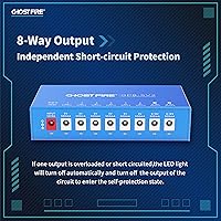 Vista 4 de Fuente de alimentación Ghost FIRE para pedal de guitarra con 8 salidas DC [VERDADERAMENTE aisladas] para pedal de efecto 9V/12V/15V/18V+5V USB