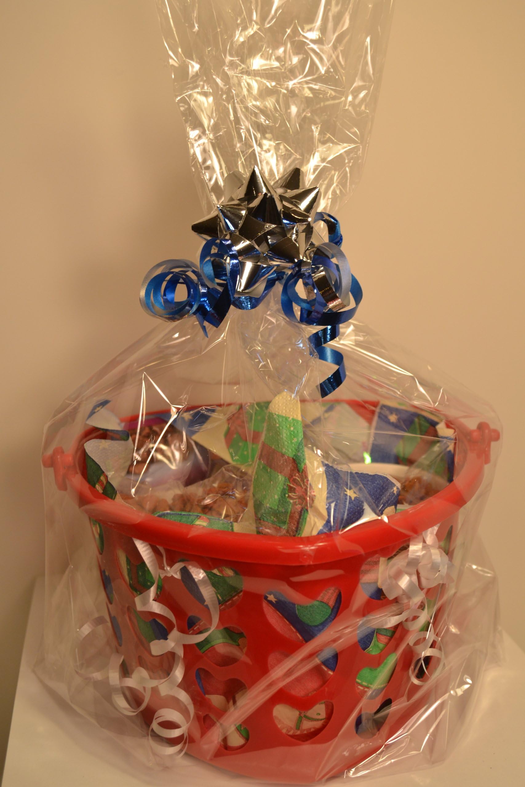 Dog Christmas Gift Basket Red Filled w/Gifts