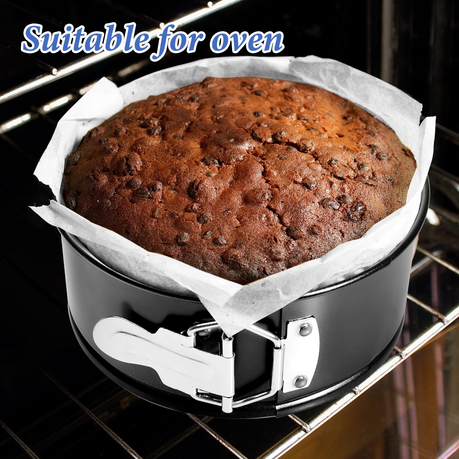 6 moldes antiadherentes de 6 pulgadas con hebillas de resorte de acero inoxidable, molde redondo de acero al carbono con parte inferior extraíble para hornear cocinas y restaurantes