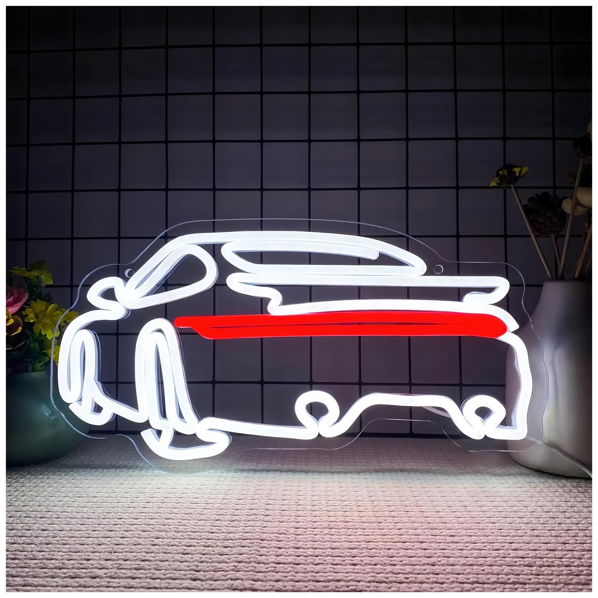 Insegna al Neon LED Insegna Al Neon Per Auto Sportiva, Decorazione USB/alimentata Per Negozio Di E Camera Da Letto 20cm/7.8in×38cm/14.9in