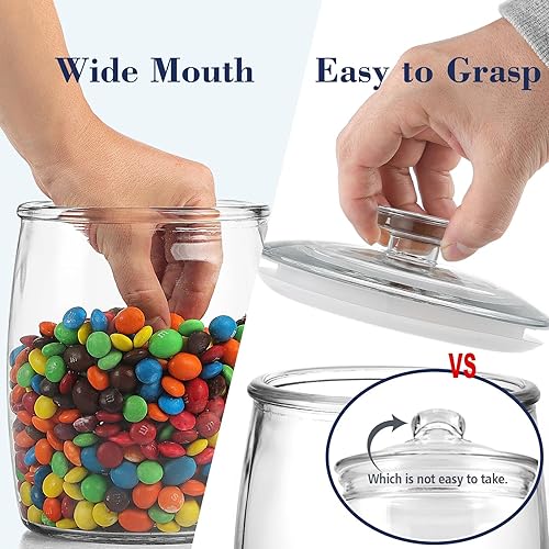 Miniatura 3 de Tarros de vidrio de medio galón con tapa, juego de 2 tarros de galletas de boca ancha, tarro de boticario para dulces, recipientes de vidrio para