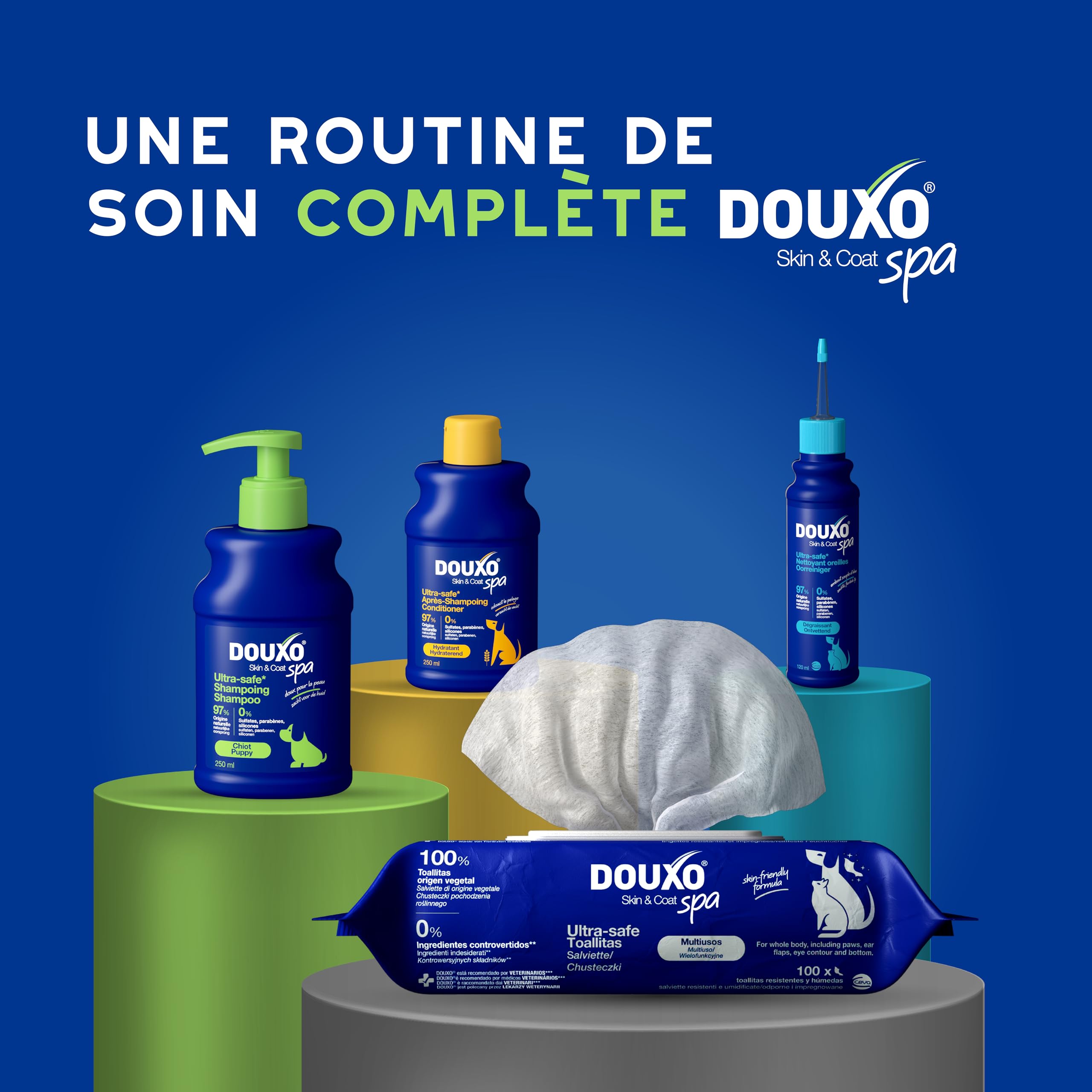 DOUXO Skin & Coat Spa - Ultra-Safe Shampoing pour Chiot, 250mL, Nettoie et Hydrate la Peau Profondeur, Laisse Le Pelage Doux et éclatant, Formule respectueuse de la Peau.