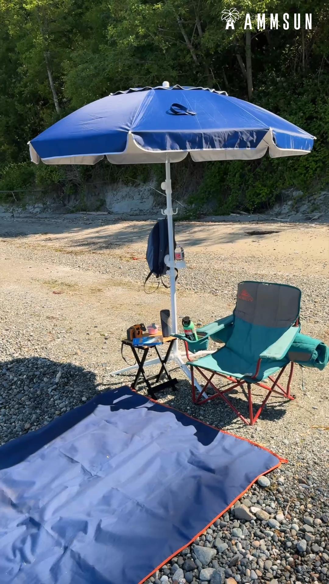 AMMSUN Shade Umbrella, Premium Portable Umbrella with Stand, 6.5ft Lightweight Free Standing Canopy for Sporting Games, Adjustable Instant Sun Protection and Easy to Carry, Navy Blue : Patio, Lawn &