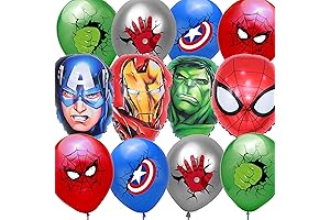12 Pack Avenger Hero Spider Balloons for Kids Birthday Party Decoration