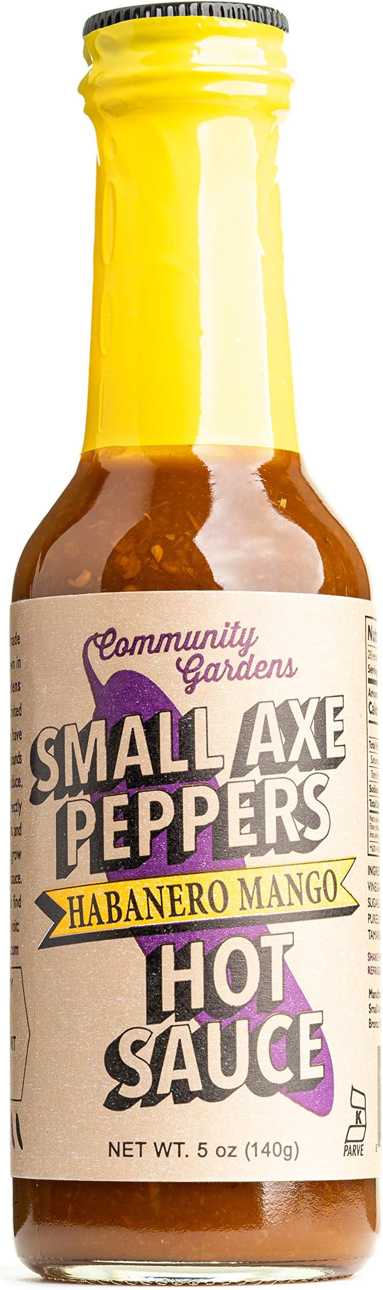 Small Axe Peppers Habanero Mango Hot Sauce, 5 oz- All Natural, Kosher, non-GMO, Community Garden Grown Habanero Pepper Gourmet Hot Sauce, Featured on HOT ONES!