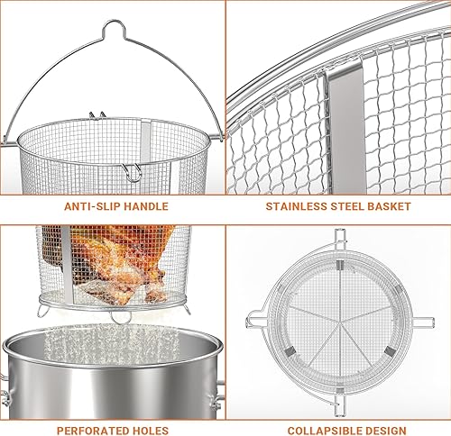 Miniatura 3 de Onlyfire - Cesta para freidora de pavo, cesta plegable desmontable para freidora de pavo Char-Broil Big Easy sin aceite 17102065, 14101480 y olla de