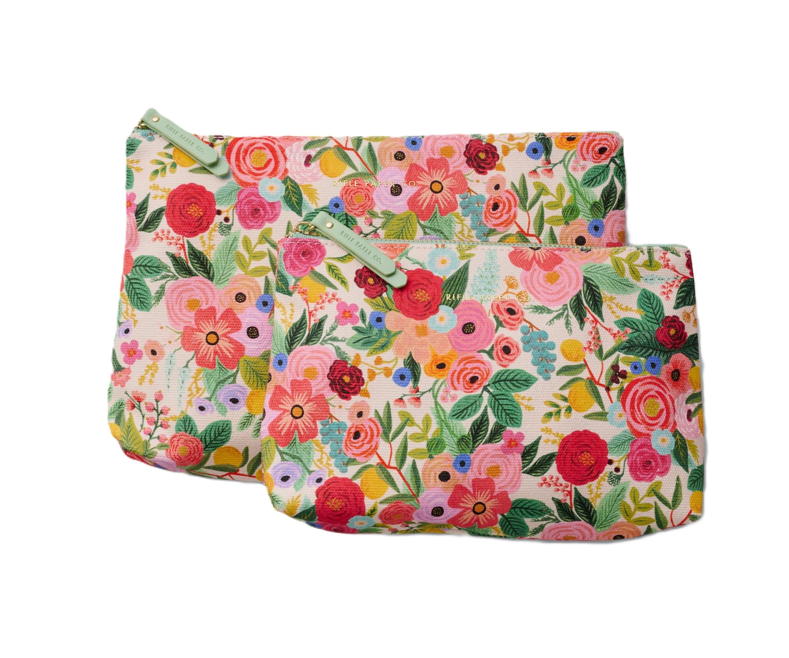 RIFLE PAPER CO. Clutch, Small Pocket for a Credit Card or ID, Gold Zipper and Hardware, Printed in Full Color with Foil Stamped Logo, 9.75" L × 7" W