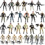 ONEST 30 Pieces Military Figure Soldiers Playset Special Forces Army Men Movable 4'' Action Figures with Weapons & Accessories for Party Decoration, Camouflage
