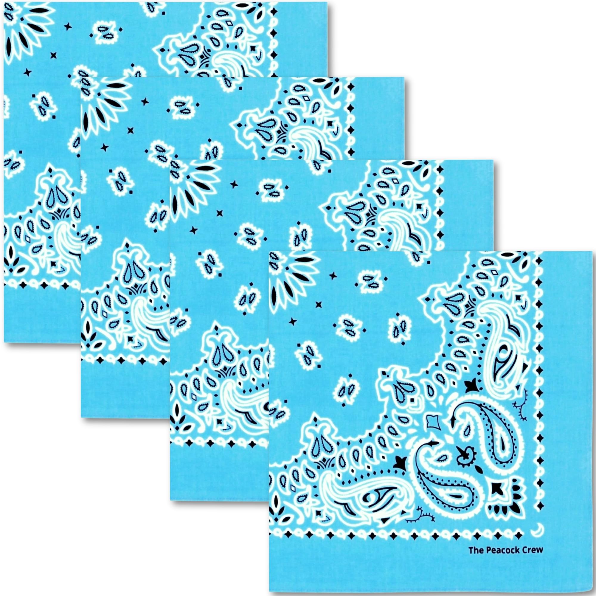 The Peacock Crew Premium Soft Cotton Bandanas Pack for Men and Women Paisley 22 x 22 inches