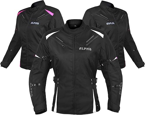 Chaqueta de moto para mujer ALPHA CYCLE GEAR para todas las estaciones, resistente al agua, con armadura CE