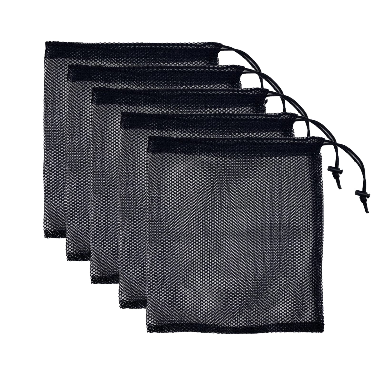 Lot De 6 Sacs En Maille Filet Noir Avec Cordon De Serrage - Rangement Sport Voyage Cosmétique