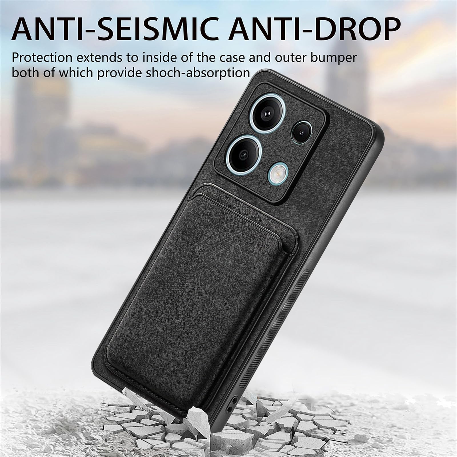 For Xiaomi Redmi Note 13 Pro 5G PU Leather Wallet Card Slot Case For Redmi Note13 Pro Note 13Pro 5G Car Magnet Holder Back Cover - View #3