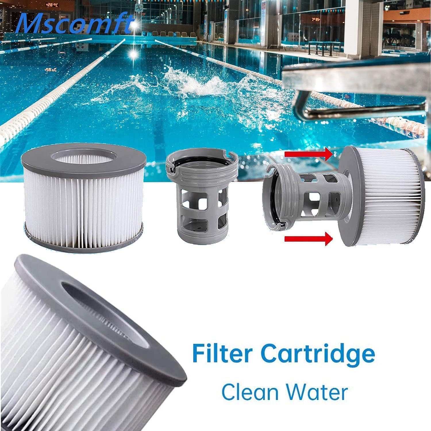 Mscomft Filtro di ricambio per MSPA Whirlpoal, filtro dell'acqua, filtro per idromassaggio, per sottomarini caldi e spa, per piscine gonfiabili, modello dal 2020 (16 pezzi)