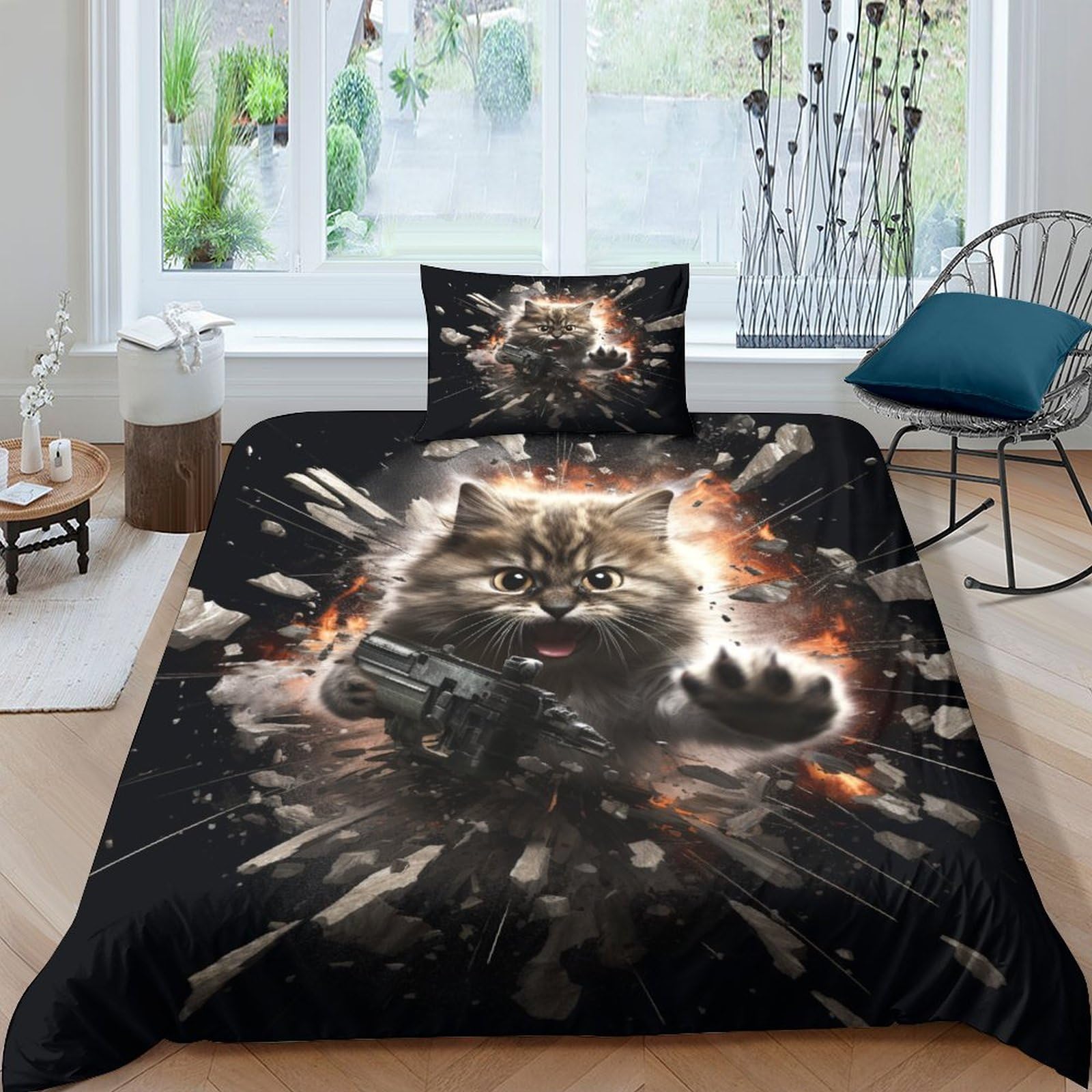 Housse de couette respirante Pussycat 135x200 cm avec 2 taies d'oreiller