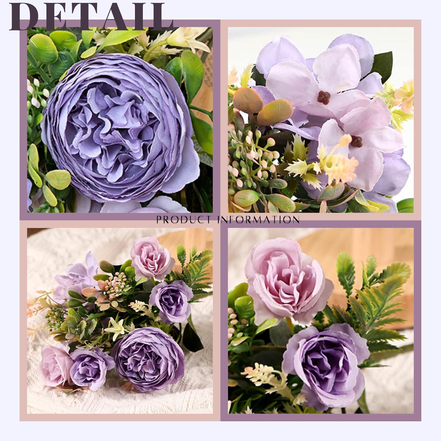 ASTRYAS Artificial Flowers, Peonies Artificial for Decoration Small Silk Flowers Bouquet Artificial Purple Peony for Wedding Party Cake Home Décor (Purple) - Image 5