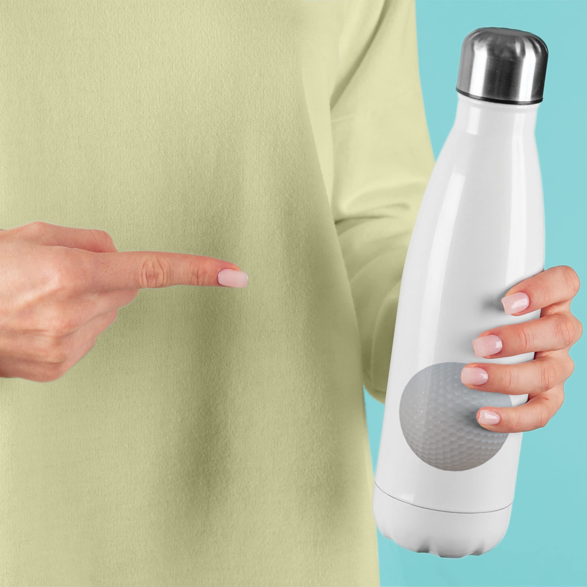 Botella isotérmica blanca con diseño de pelota Golf