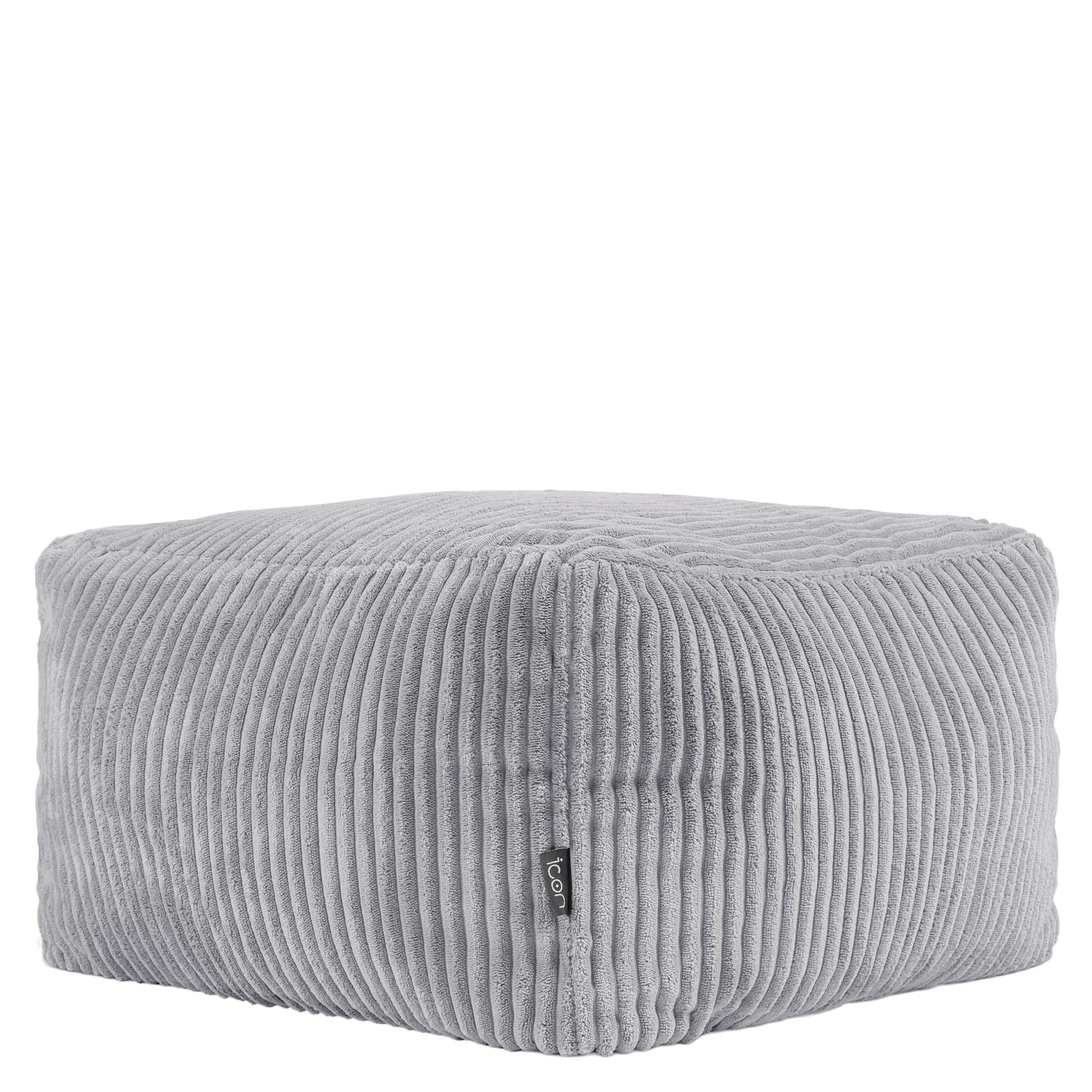 icon Amara Small Cord Bean Bag Footstool with Filling Included, Grey — image 1