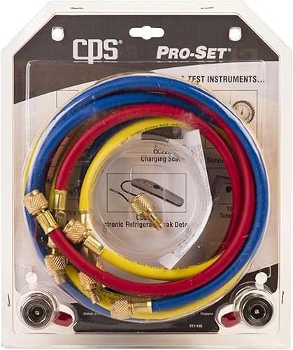 Miniatura 6 de CPS MA1234 Pro Set de calibrador y colectores con mangueras (R-12, R-134A)