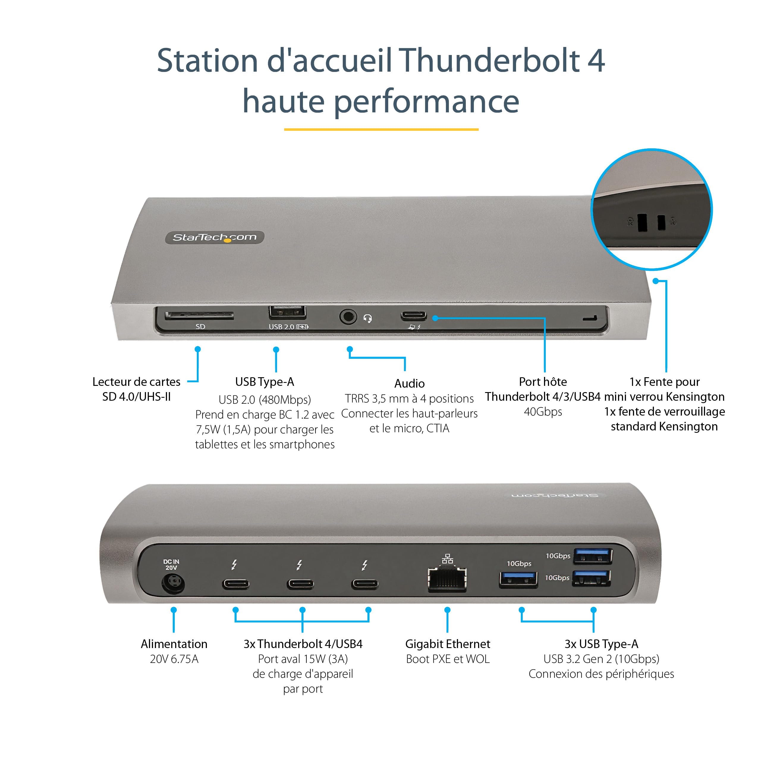 StarTech Dock USB-C Thunderbolt 4, MacBook M1-M5, double 4K 60Hz, 8K, 96W
