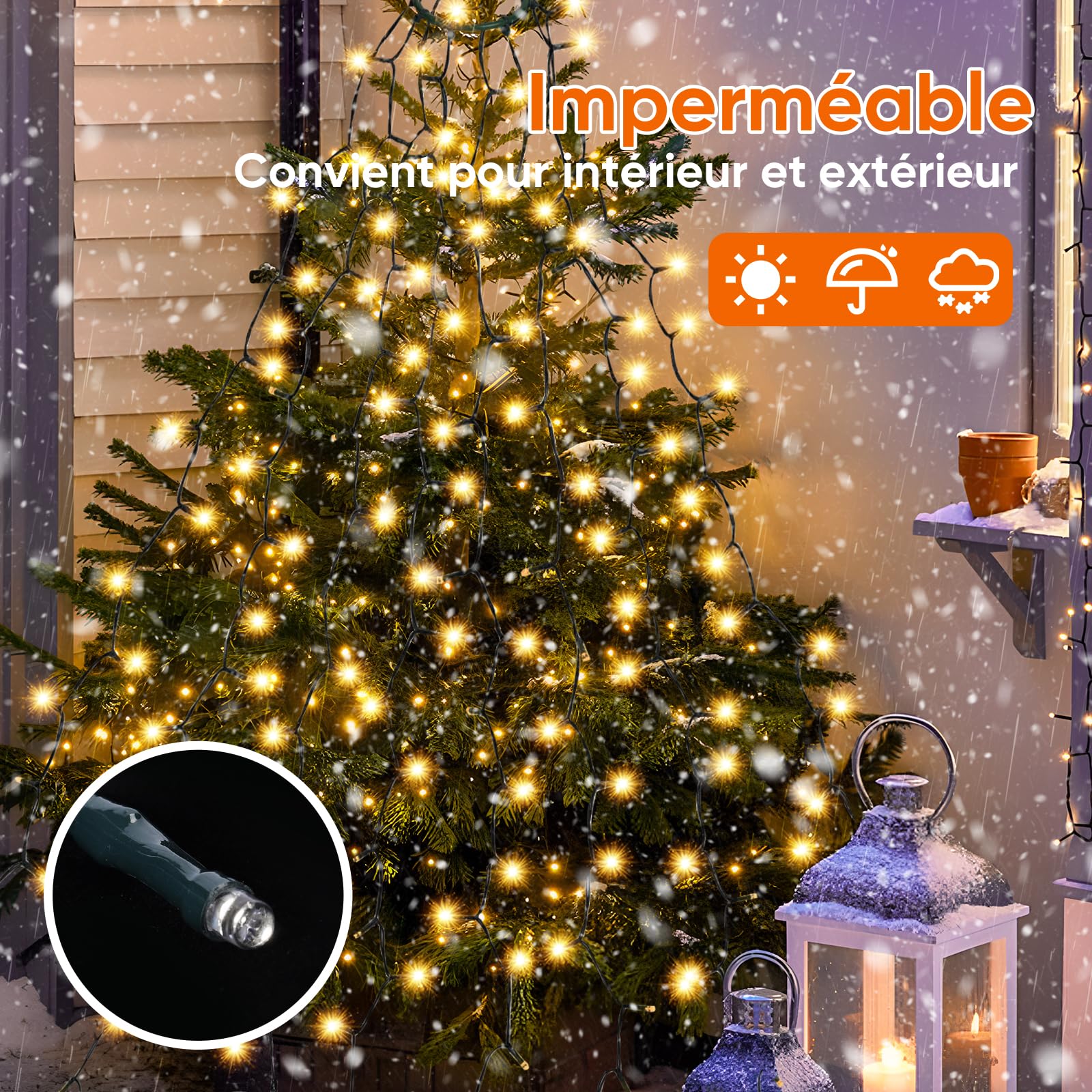 Guirlande LED De Noël 20 Mètres – Multicolore – Bluetooth – Étanche – Pour Sapin Ou Extérieur