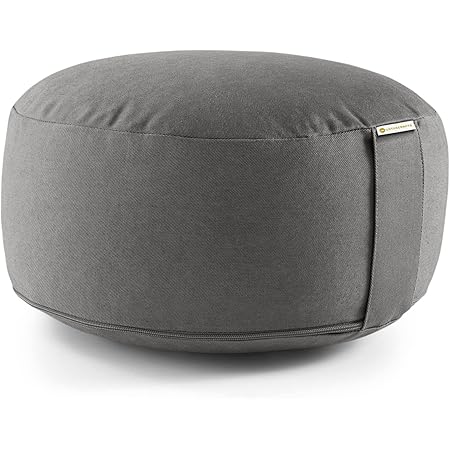 Lotuscrafts Yogakissen Meditationskissen Rund Lotus - nachhaltiger Bio-Baumwoll Bezug - GOTS Zertifiziert - Sitzhöhe 15cm - komfortable & entspannte Mediation - Yoga Sitzkissen mit Dinkelfüllung