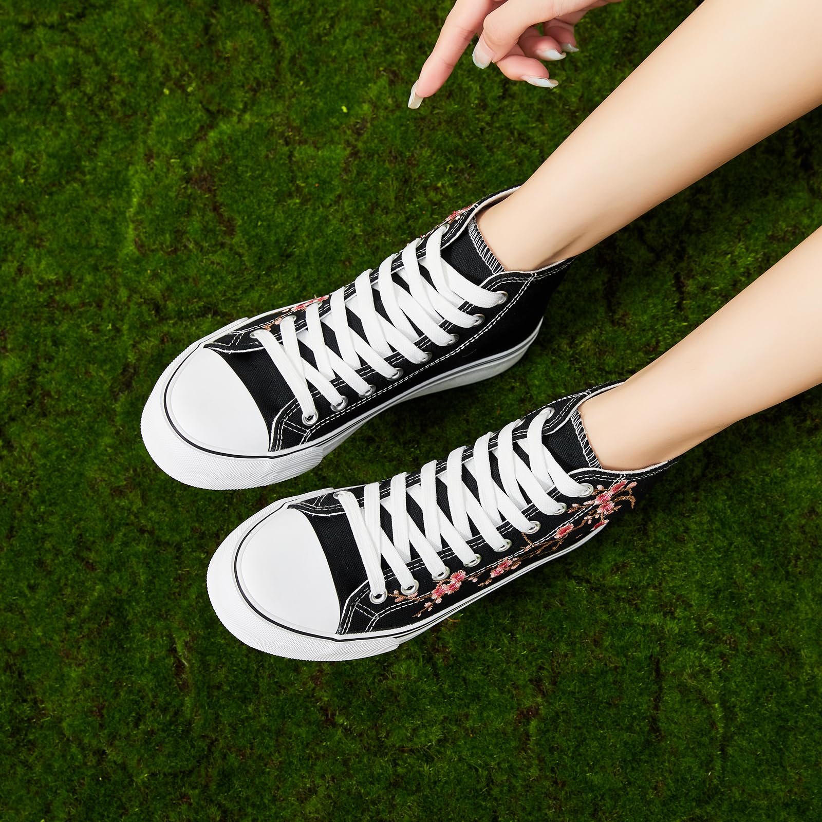 ZGR Womens High Top Canvas Sneakers,Lace-up Canvas Shoes,Casual Tennis Walking Shoes