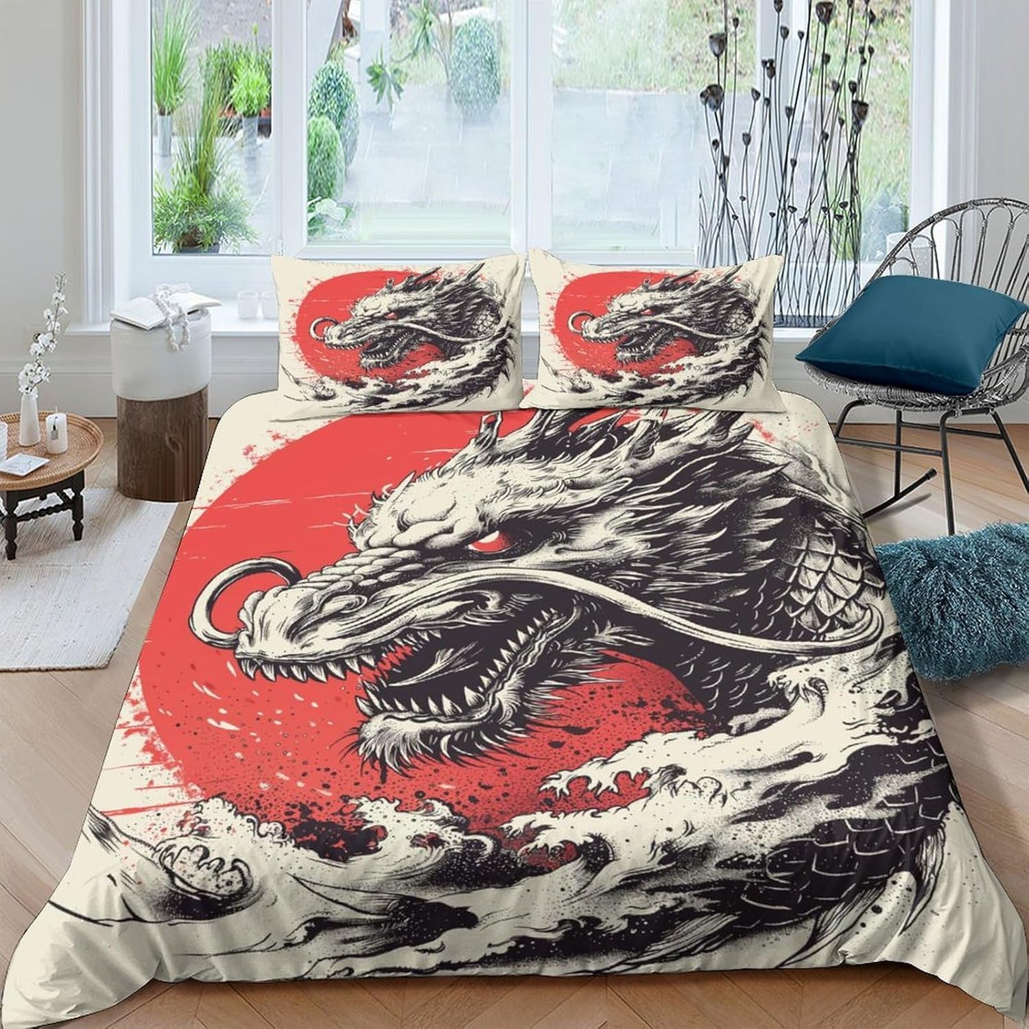 Parure de lit dragon 3D en microfibre pour chambre d'ado