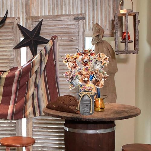 Miniatura 8 de 22 piezas de centros de mesa de fiesta de vaca de las tierras altas, decoración de fiesta de cumpleaños de vaca de las tierras altas, centros de