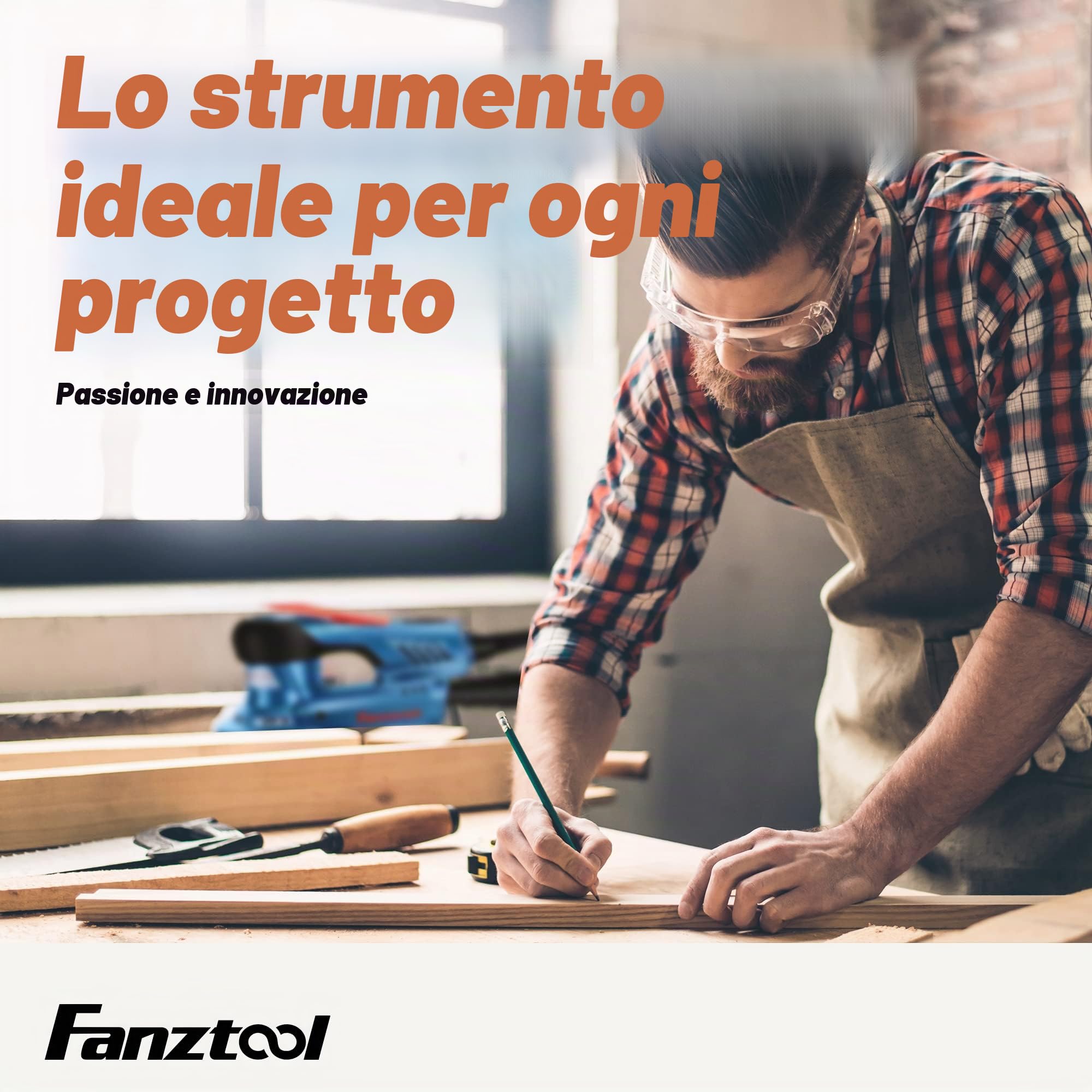 FANZWORK 1900W (MAX) Smerigliatrice per calcestruzzo con motore brushless EC, set 125 mm, cuffia aspirazione e valigetta, senza manutenzione