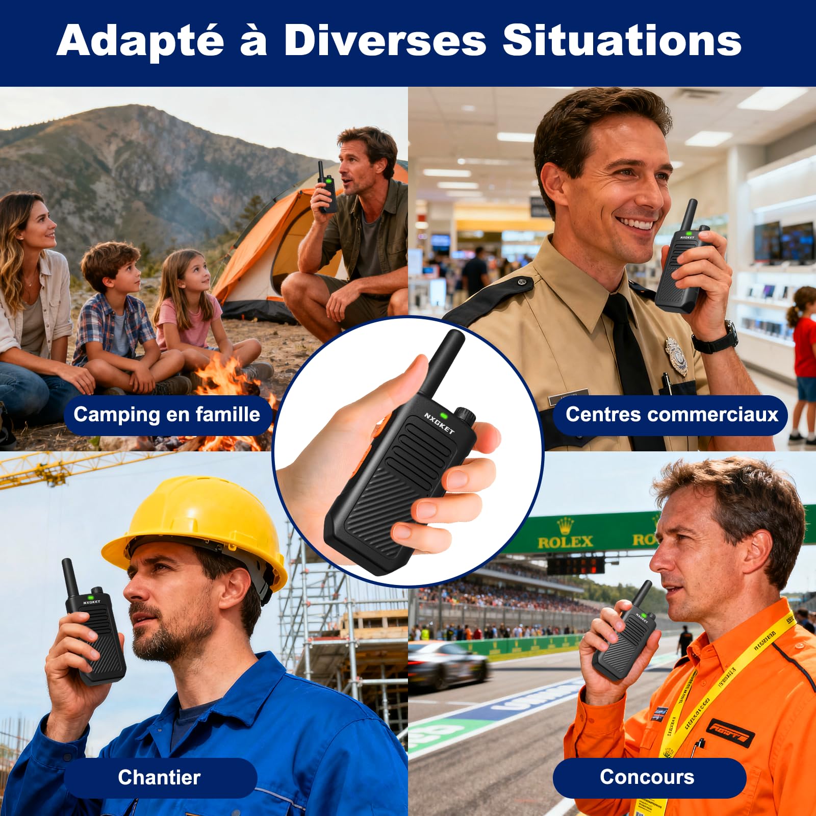 Talkies Walkie Longue Portée pour Adultes, PMR446 Talkie-Walkie Professionnels avec Batteries Rechargeables 1500 mAh, Licence 16 Canaux, Radio Bidirectionnelle, Chargement USB-C