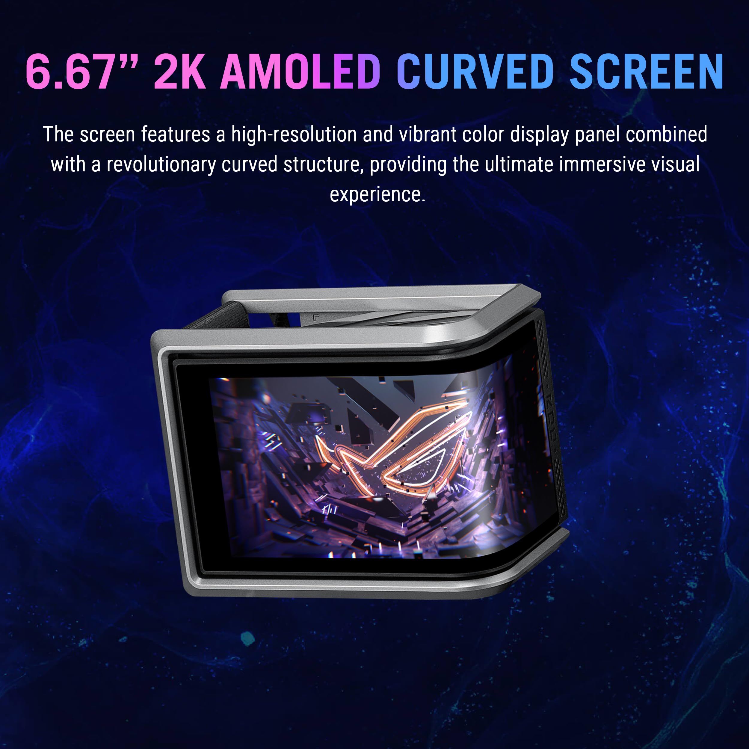 ASUS ROG RYUO IV 360 ARGB con display AMOLED curvo mobile da 6,74 pollici che supporta video con effetti 3D o statistiche di sistema personalizzabili, oltre alla pompa Asetek Emma Gen8 V2 e alle