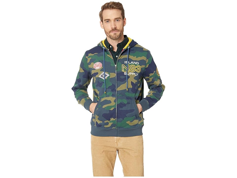 

Nautica Long Sleeve Fleece Full Patch Hoodie (Ensign Blue) Men's Sweatshirt