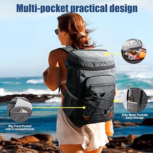 Miniatura 4 de Mochila térmica aislada a prueba de fugas para hombres y mujeres, 36 latas, mochila térmica suave, aislada, impermeable, de gran capacidad,