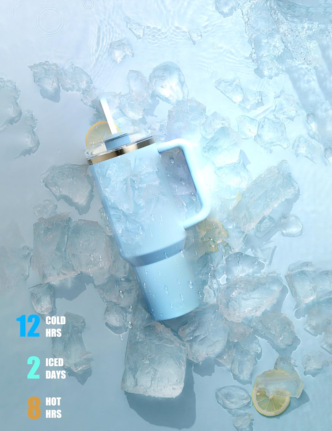 40 oz tumbler with handle and Straw Lid Leak-proof Silicone Boot Straw Cover Cap Travel Coffee Mug Stainless Steel Water Bottle Insulated Cup for Hot and Cold Beverages Gift Idea (Rose Quartz, 40oz) - Image 6