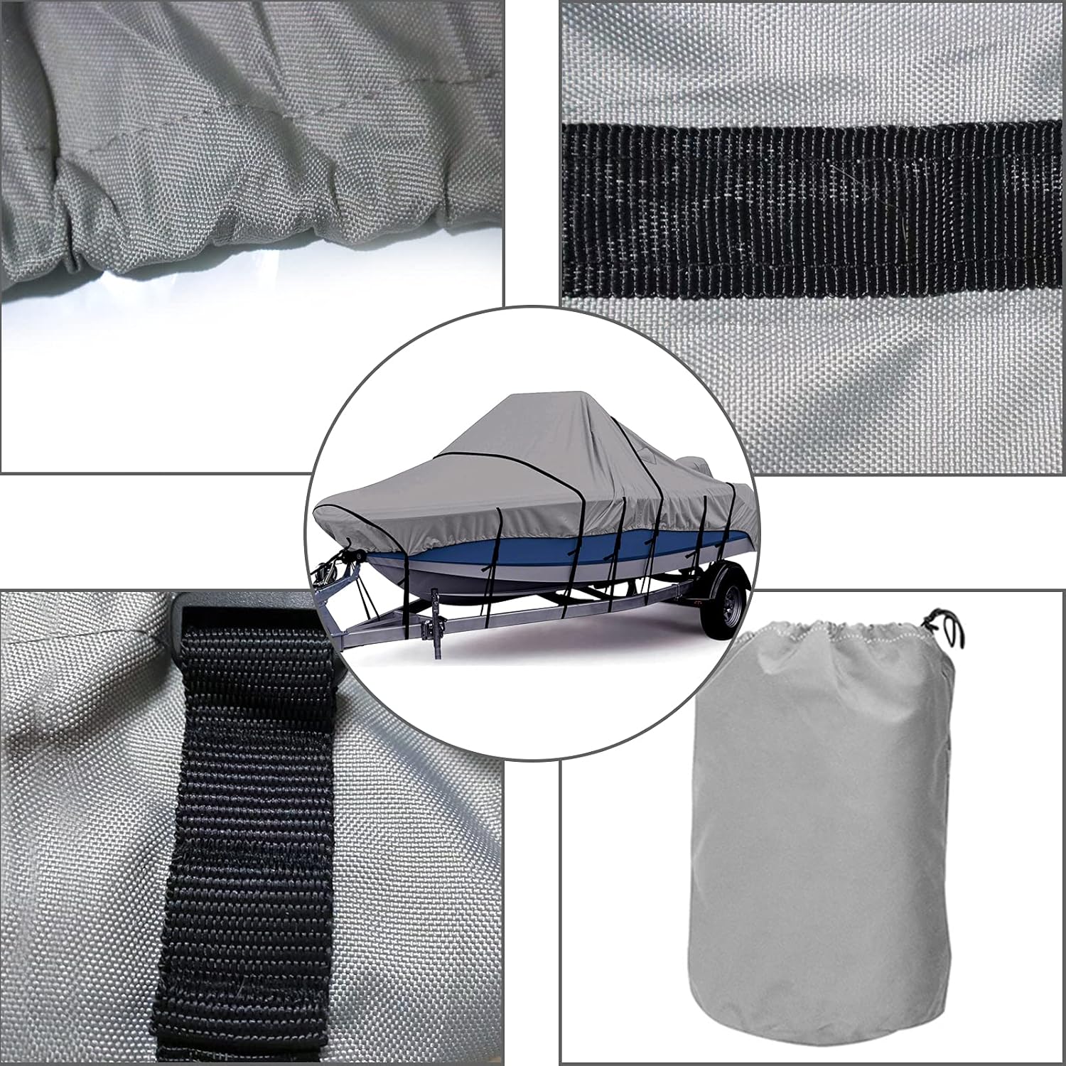 Zuihao 800D Heavy Duty Center Console Boat Cover, 2021 Upgraded Trailerable Boat Center Console Cover with 17 PCS Windproof Straps, Storage Bag : Sports & Outdoors