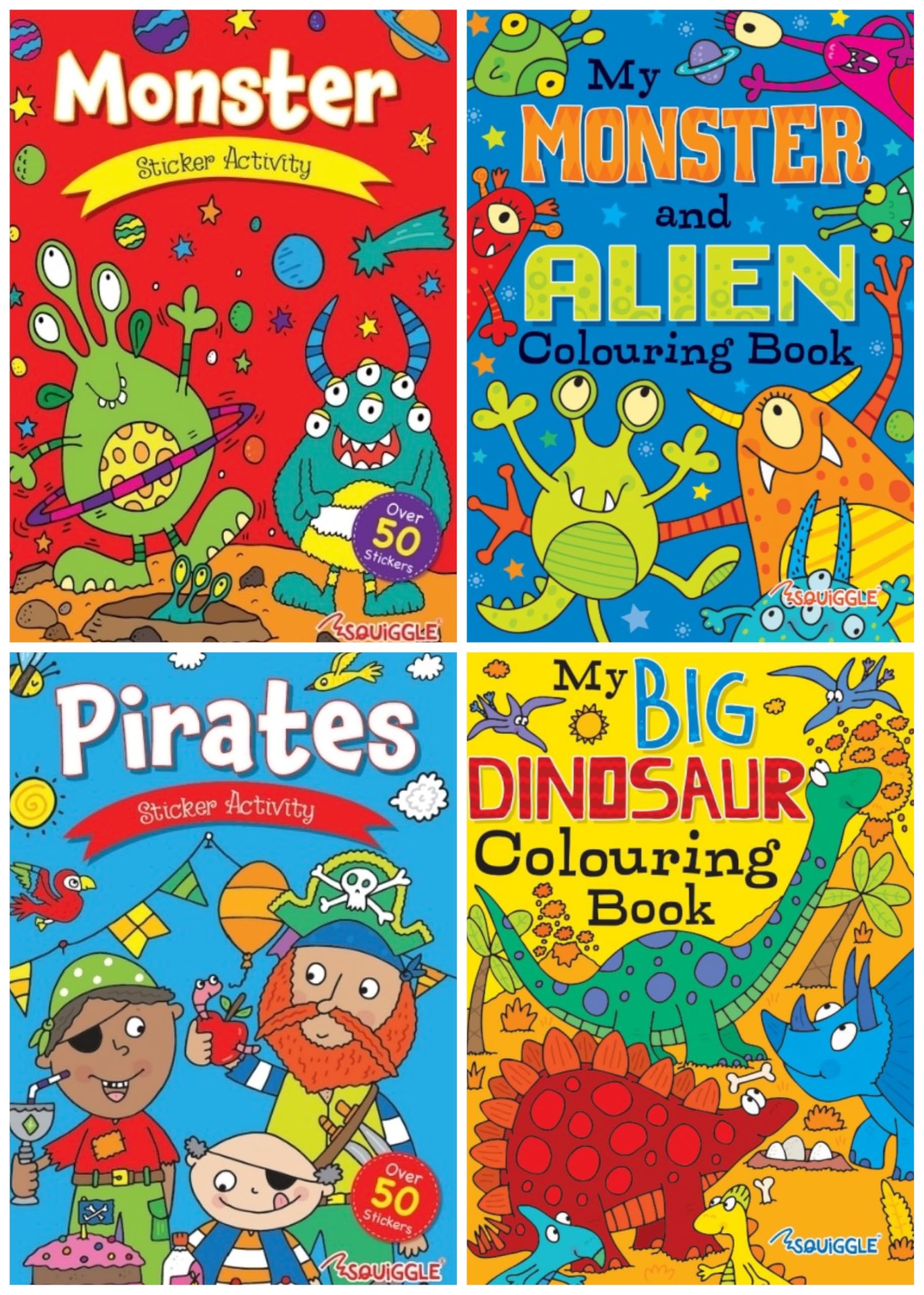 BG Kids Childrens Colouring & Activity Books Set of 4 - Choose Your Set (Set 4), A4