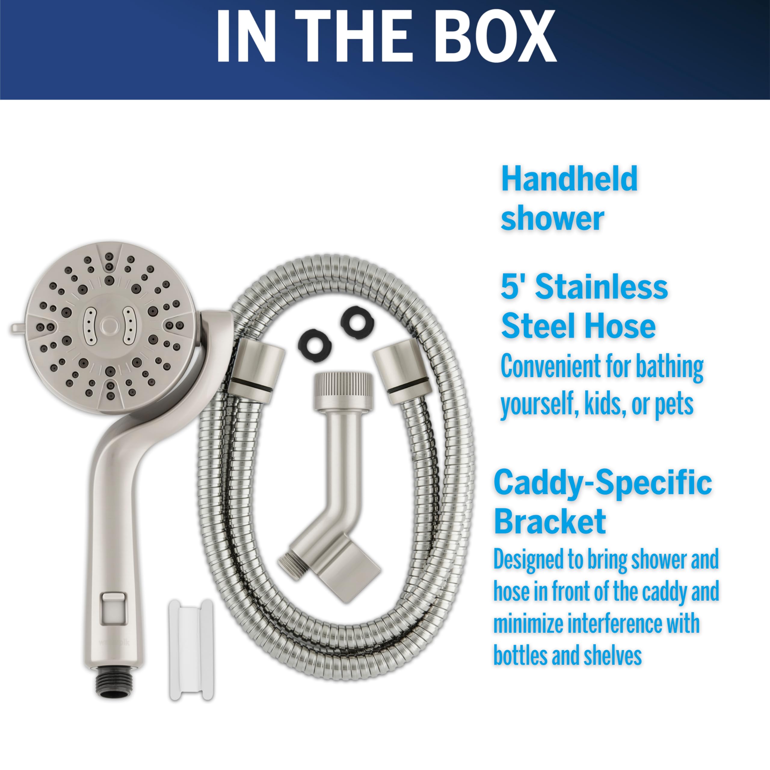 Waterpik Caddy Buddy Pivoting Hand Held Shower Head With 5-Foot Hose 5-Mode with High Pressure Sprays Brushed Nickel — view 7