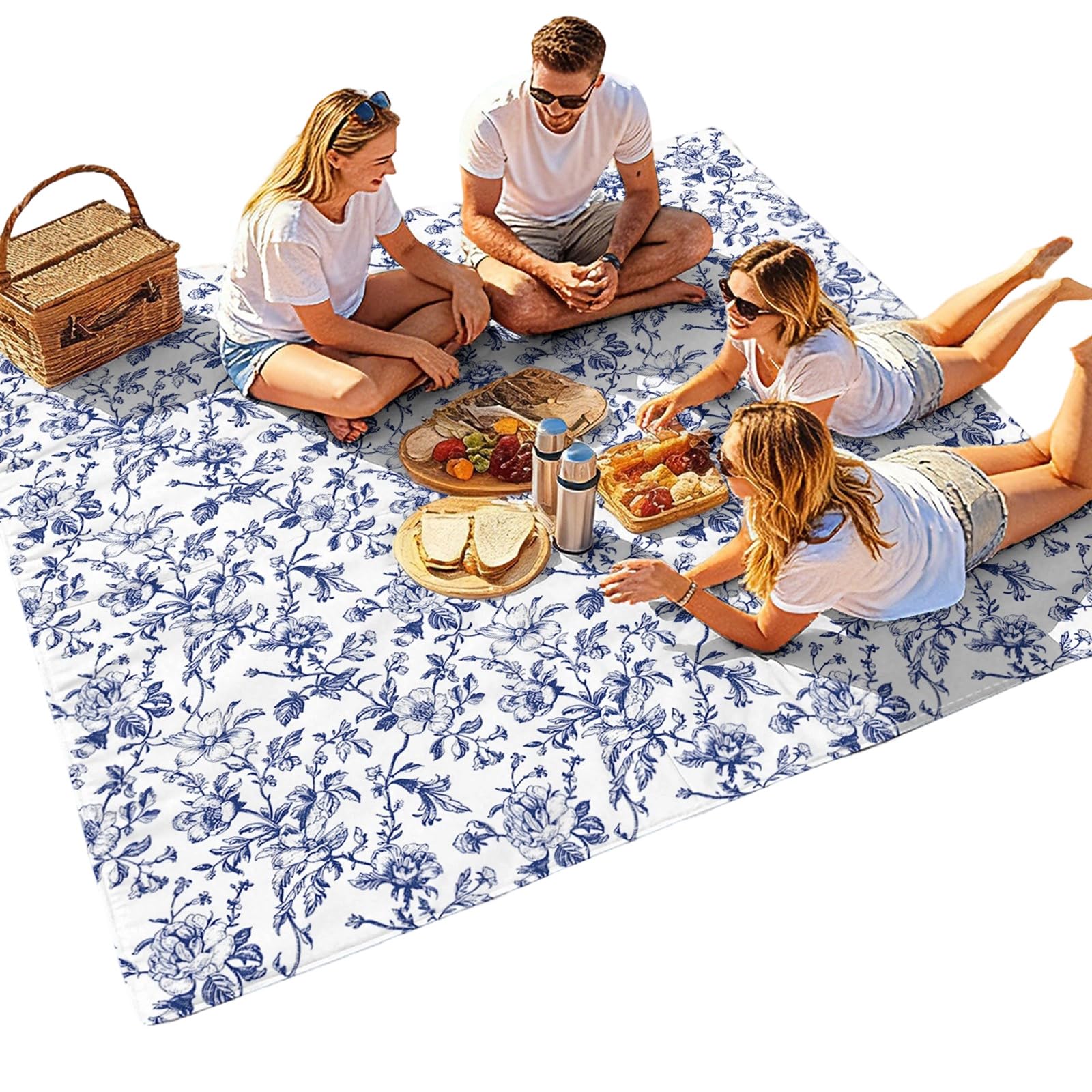 Foldable Sandproof Beach Towel Cushion Camping Mat with Bright Patterns for Family and Friend Gatherings Waterproof Beach Blanket for Camping