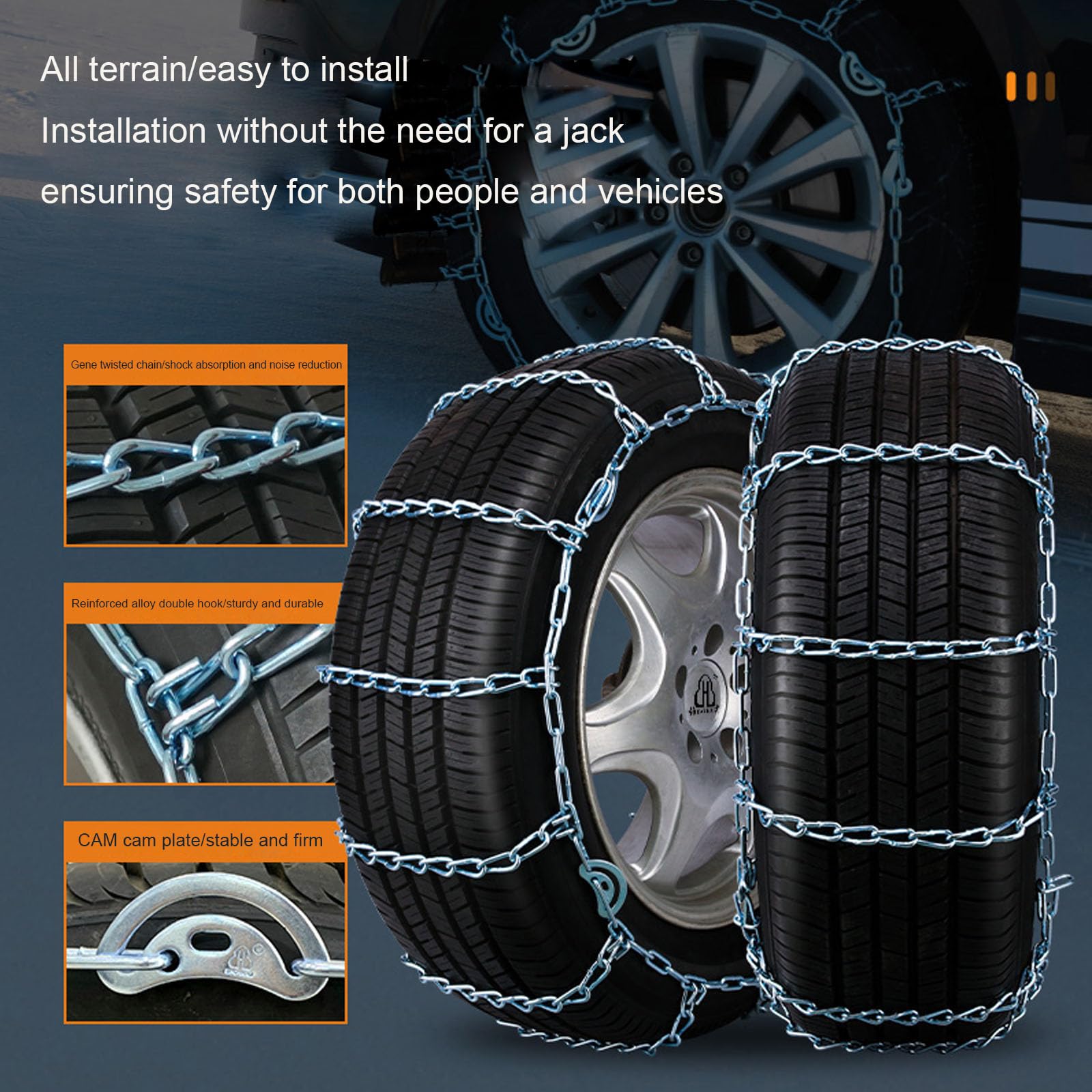 Catene da neve Catene da neve per auto, SUV, camioncini, montaggio rapido e installazione semplice in 1 minuto, catene da neve riutilizzabili per trazione di emergenza, set di 2 31x10.5 R15